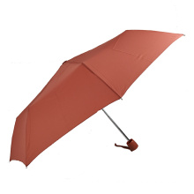 2020 Promotion 3 fold parasol 190t pongee windproof umbrella with wooden handle